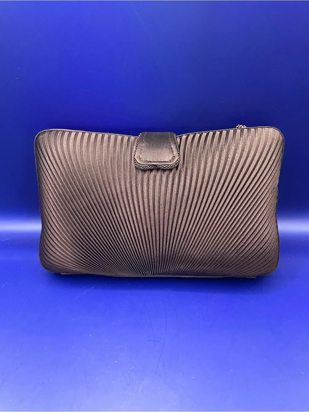 Elegant Brown Satin Pleated Clutch Bag